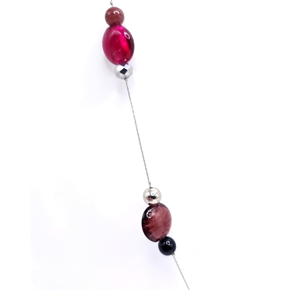 Erica Lyons Purple Glass Bead Necklace Earrings Set 36in - Picture 6 of 7